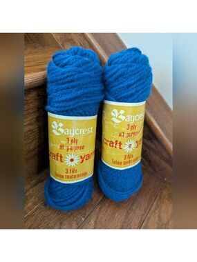 Vintage Blue Sayelle Knitting Worsted Yarn 3 ply 56.7g X 2 / 2oz.x 2